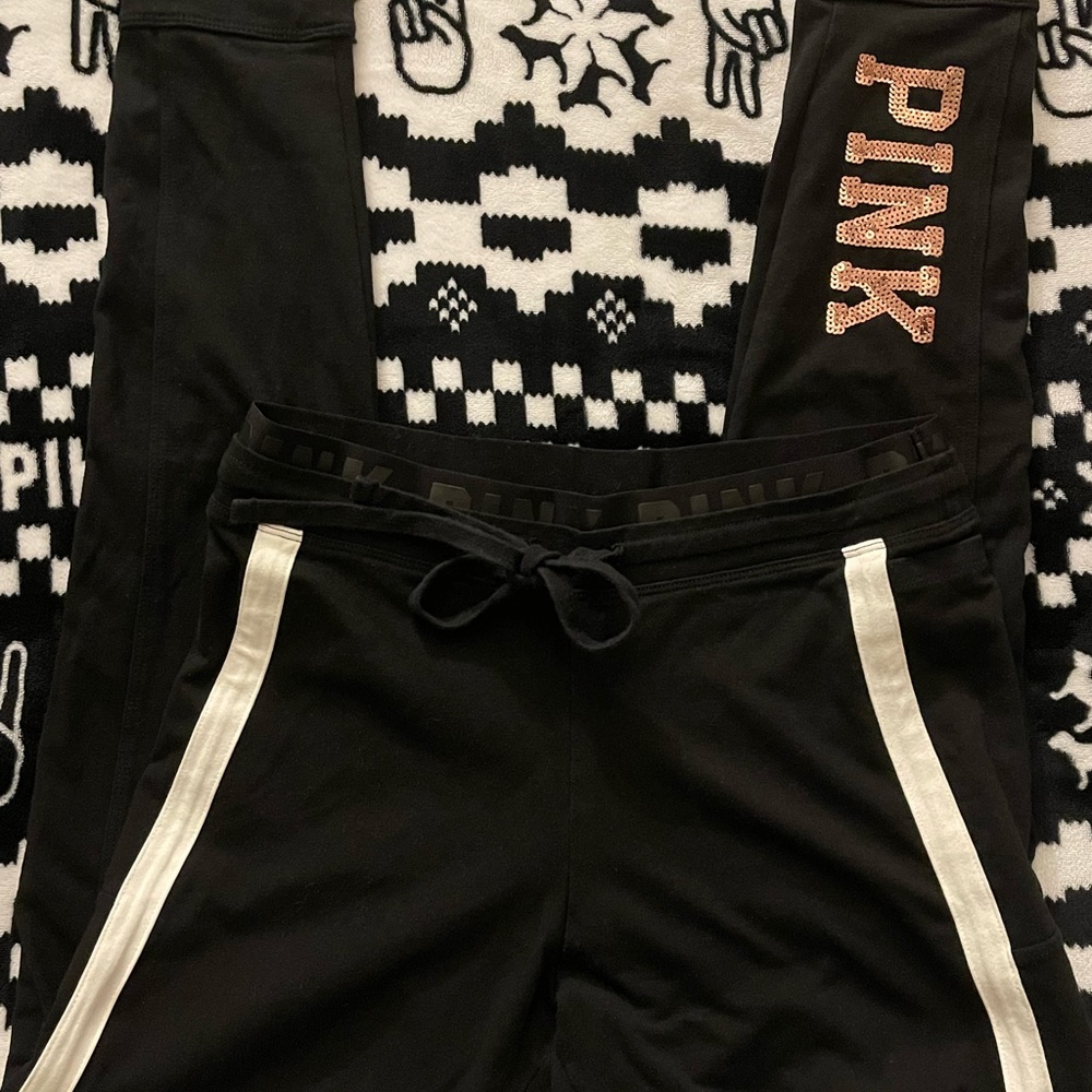 Pink By Vs Leggings W Gold Sequence Detailing!! - image 2